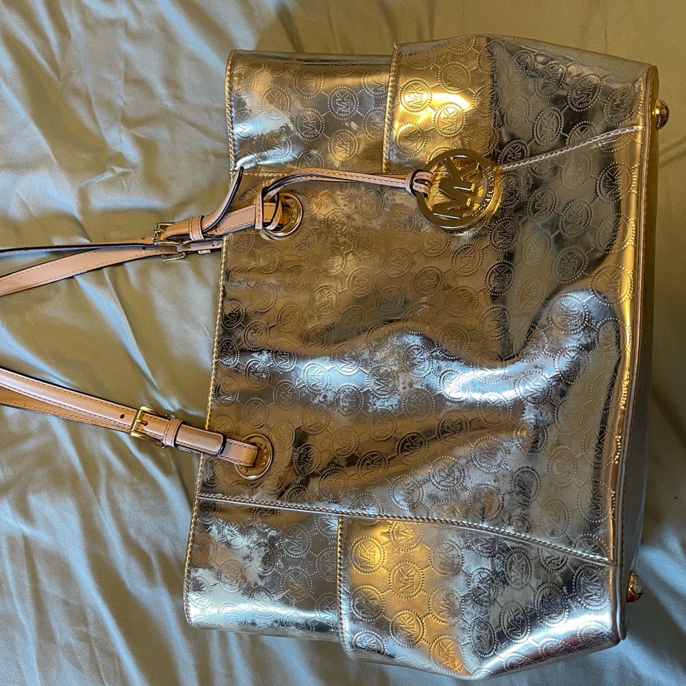 Michael Kors Metallic Silver Tote Bag